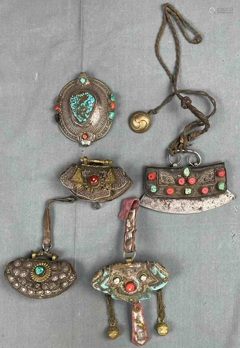 5 parts, probably ritual jewelry. Probably Tibet, China