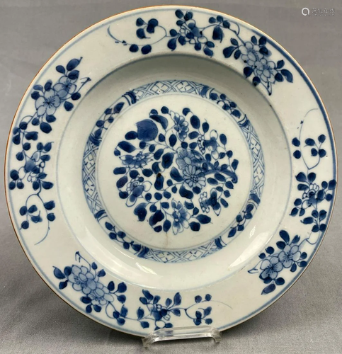 Plate, plate. Probably China antique 18th century. Blue