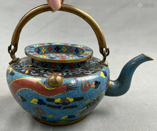 Cloisonné pot with lid. Dragon. Probably China,