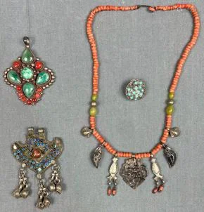 3 pendants? And a necklace. Probably Tibet, China