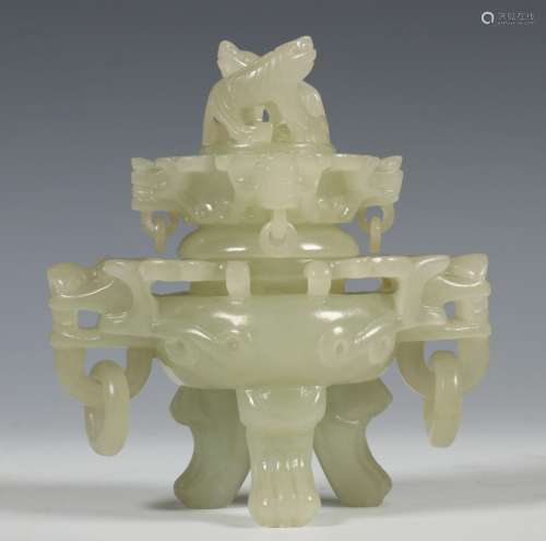 China, een celadon jade archaïstische wierookbrander, 20e ee...