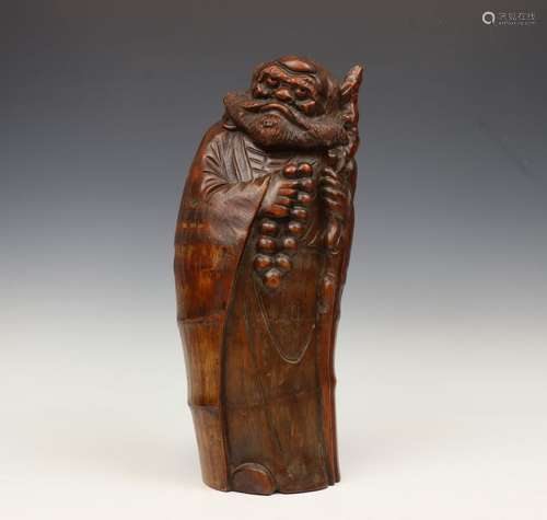 China, grote bamboe figuur van Daruma, 18e eeuw,