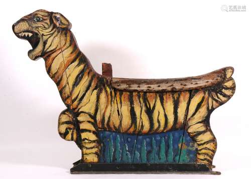 Carved and painted wooden tigress ca. 1900