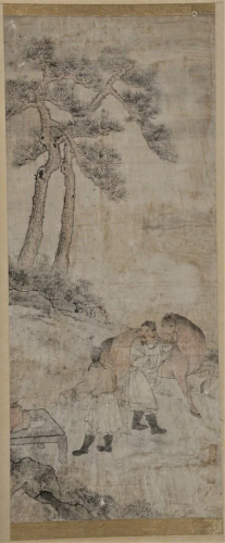 18th Century Chinese Framed Scroll Painting depicting