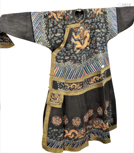 Three Chinese Robes, to include a five claw dragon robe