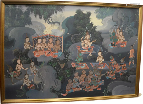 Buddhist Deities in a Thai Landscape, oil on board,