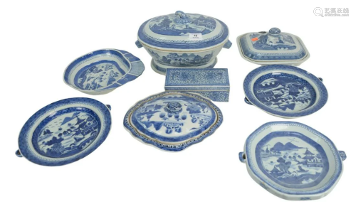 Eight Piece Lot of Canton to include 3 warming plates,