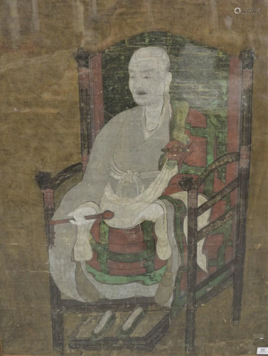 Large Framed Rare Sino-Korean Monastic Portrait of