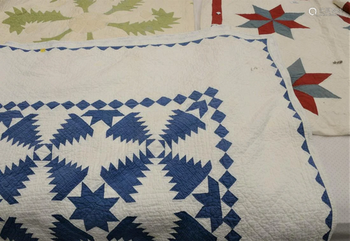 Group of Three Quilts, red white and blue star pattern,