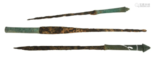 Three Ancient Greek Bronze Daggers, 300 B.C. or after,