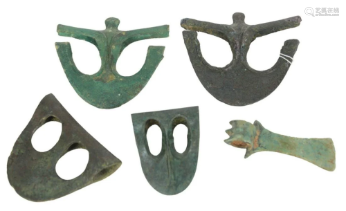 Group of Five Bronze ax heads in geometric and duckbill