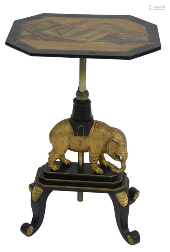 Victorian Book Stand, in black lacquer, gilt, and paint