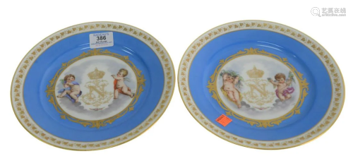 Pair of Dore A Sevres Porcelain Plates having painted