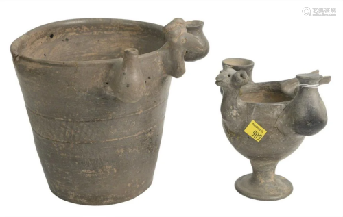 Two Ancient Pottery Vessels to include a grey vessel