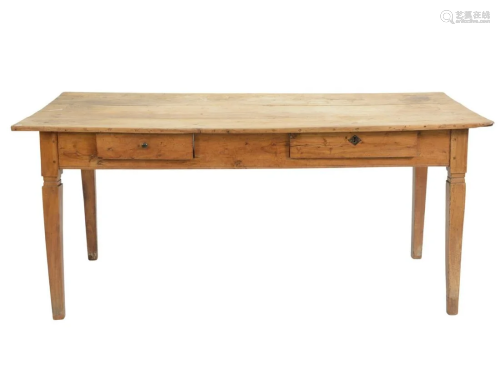 Country French Fruitwood Farm Table having two drawers