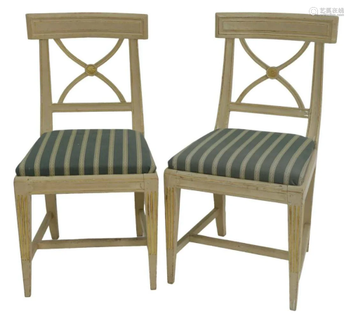 Pair of Louis XVI Side Chairs painted white with