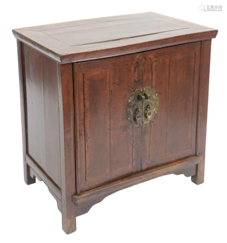 Chinese Two Door Cabinet with remnants of red paint,