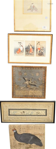 Group of Eight Framed Asian Items to include an