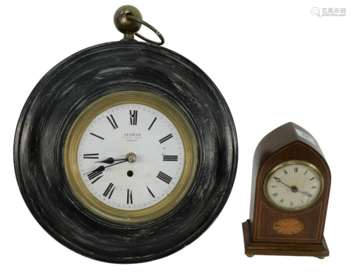 Two Clocks, to include Lesieur round hanging clock