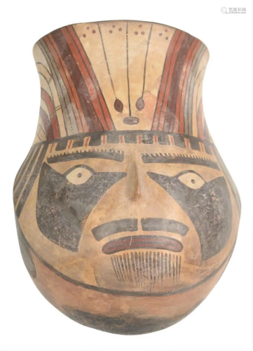 Pre-Columbian Pottery, portrait pot or vessel depicting
