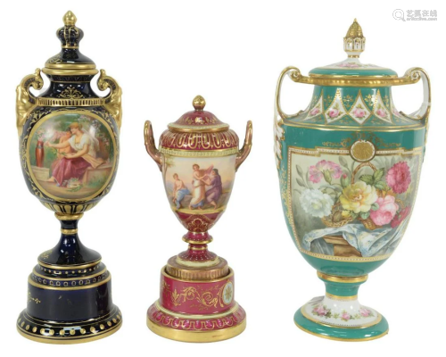 Three Porcelain Urns to include two Royal Vienna and