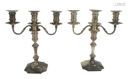 Pair of Gebelein Sterling Silver Candelabras, weighted,
