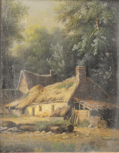 American School (19th century), oil on canvas laid on