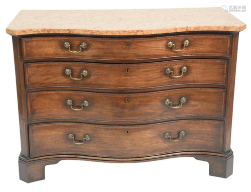 George III Mahogany Serpentine Chest having later added