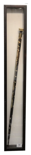 English Inlaid Wood Walking Stick, having bone inlay