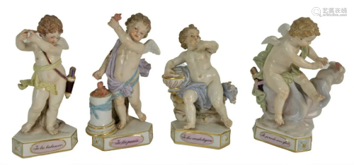 Set of Four Meissen Cherubs, to include Te les Rends