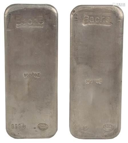 200 troy oz. Pure Silver, consisting of two 100 troy