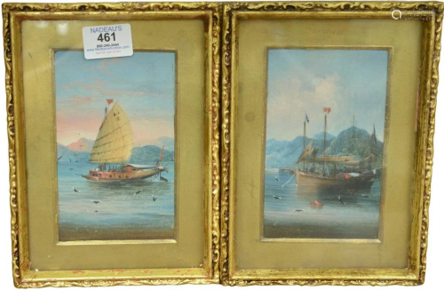 Pair of Chinese School Paintings, oils on panel, each