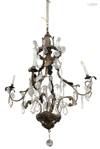 French Rococo Chandelier having four iron arms with