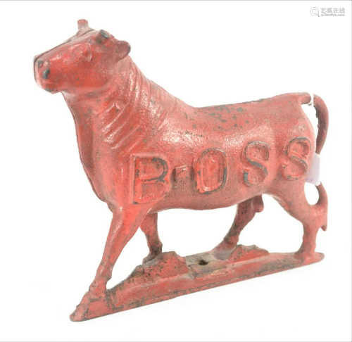 Boss Steer Cast Iron Windmill Weight, painted red and