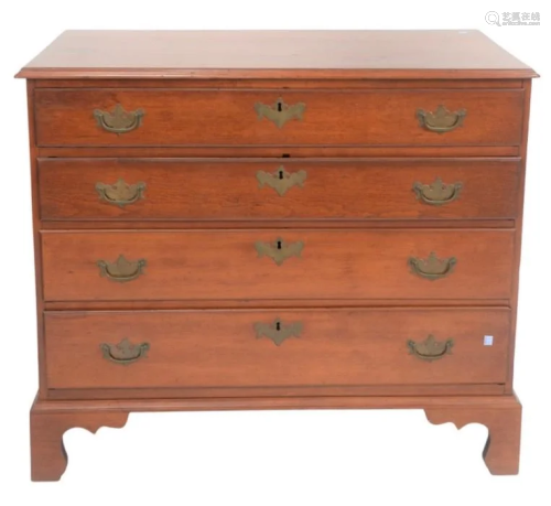 Chippendale Cherry Four Drawer Chest on bracket feet,