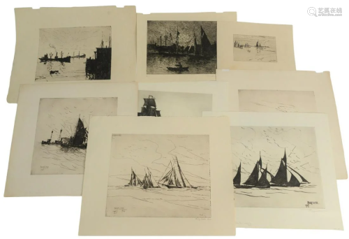 Group of Sixteen Phillip Little Etchings of marine and