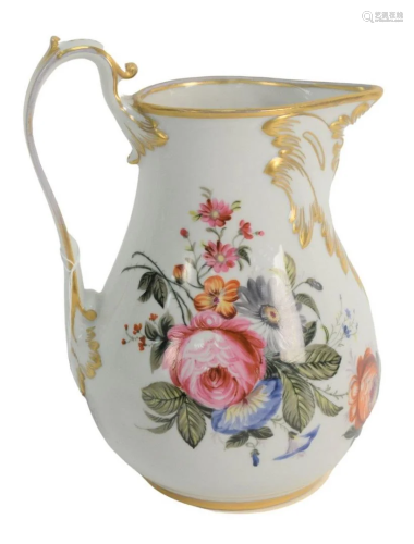 Sevres Porcelain Pitcher having painted flowers and