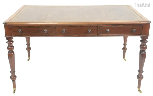 George IV Style Mahogany Partners Writing Table, having