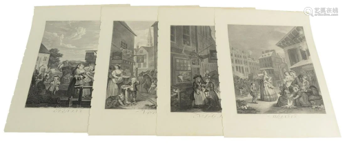 Group of Four William Hogarth Engravings, Four Times of