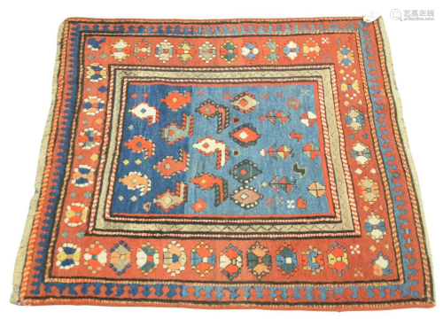 Caucasian Oriental Throw Rug, 3' x 3' 4