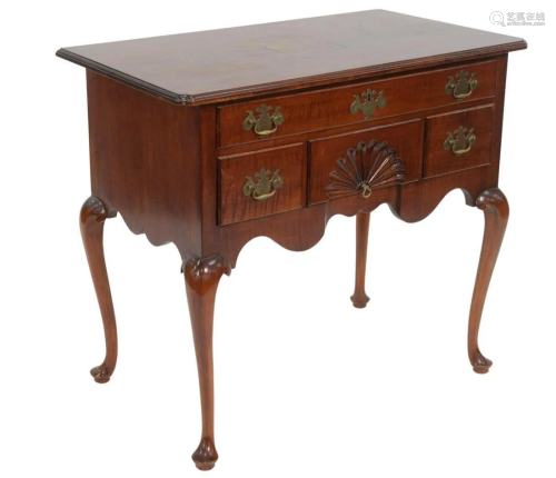 Queen Anne Style Tiger Maple Lowboy, height 29 inches,