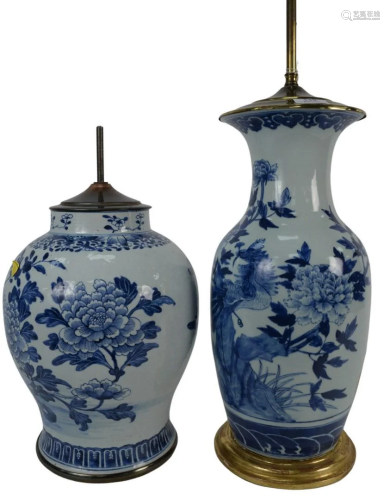 Two Chinese Blue and White Porcelain Baluster Vases one