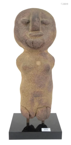 Large Stone Pre-Columbian Standing Figure, on black