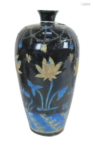 Chinese Fahua Mei Ping Vase having raised flowers and