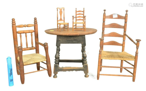 Five Piece Group of Miniature Furniture Group to