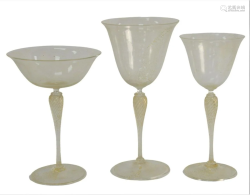 Thirty-Seven Piece Venetian Glass Stemware Set having