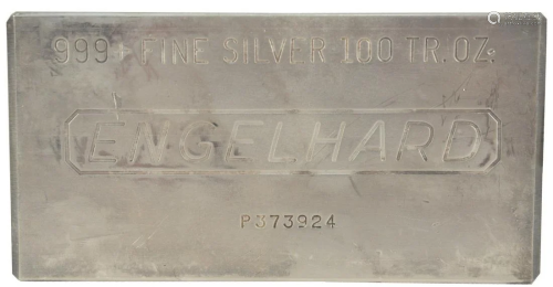 100 troy oz. Engelhard Silver Bar, marked 999 fine