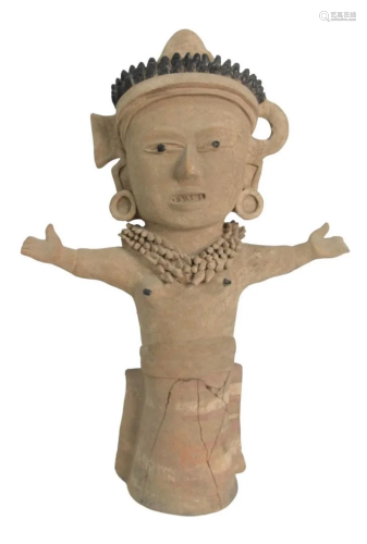 Large Pre Columbian Standing Figure, terracotta clay,