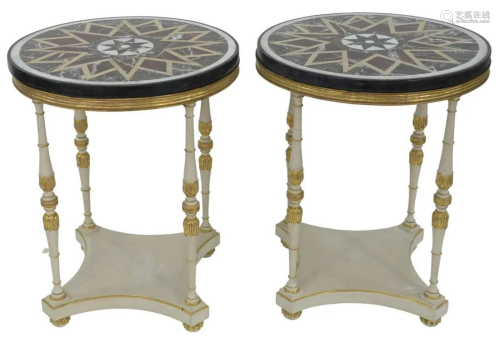 Pair of Specimen Top Tables, with star designs on white