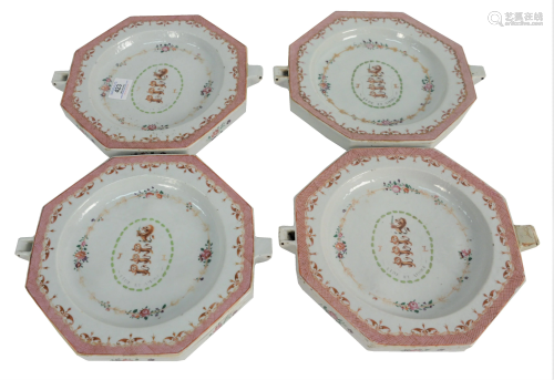 Four Piece Group of Chinese Export Armorial Octagonal